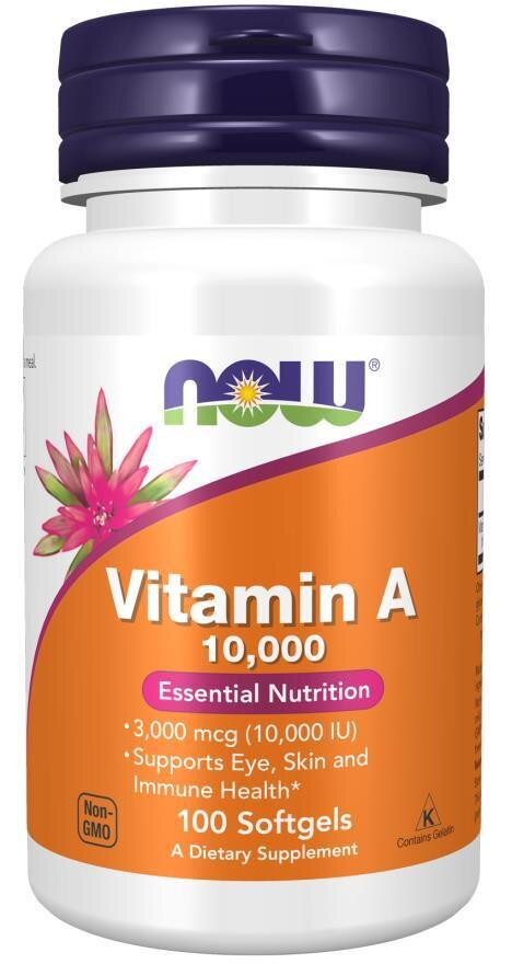 Вітамін А NOW Vitamin A 10000 МО м'які капсули №100