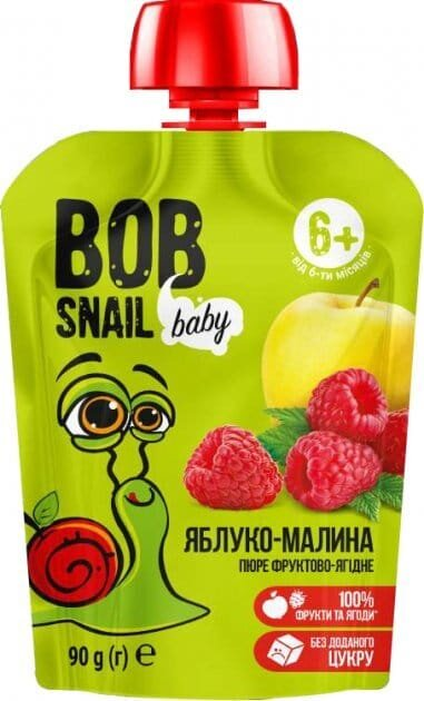 Пюре фруктове Bob Snail Baby для дітей з 6 місяців Яблуко-малина, 90 г