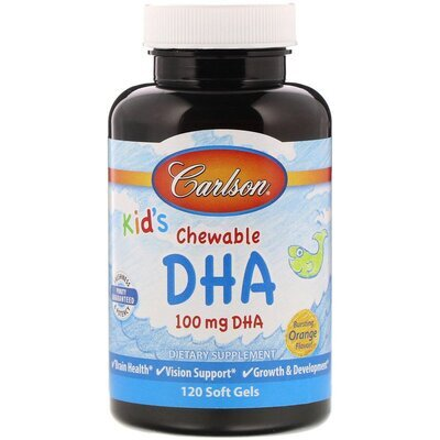Омега-3 для дітей Carlson Labs Kid's Chewable DHA 100 mg зі смаком апельсину капсули №120
