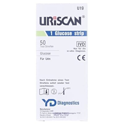 Тест-смужки URISCAN U19 Glukose strip для дослідження сечі (глюкоза), 50 штук у флак.