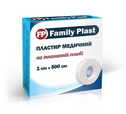 Пластир медичний «FP Family Plast» на тканинній основі 1 см х 500 см, 1 штука