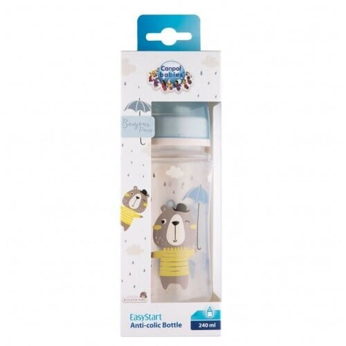 Пляшечка Canpol Babies Easystart Bonjour Paris 35/232_blu антиколікова з широким отвором, синя, 240 мл