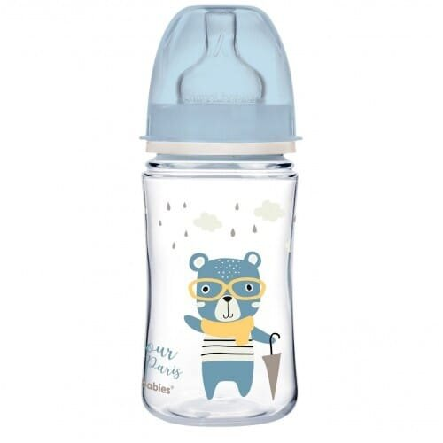 Пляшечка Canpol Babies Easystart Bonjour Paris 35/232_blu антиколікова з широким отвором, синя, 240 мл