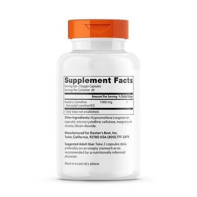 Ацетил-L-карнітин Doctor's Best Acetyl-L-Carnitine, 120 капсул