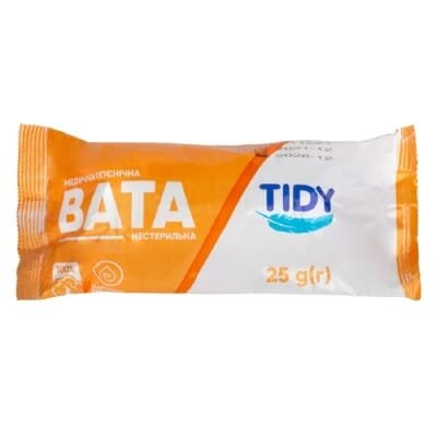 Вата нестерильна Tidy медична гігієнічна, ролик 25 г