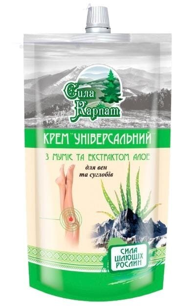 Сила Карпат Універсальний крем для вен і суглобів, з муміє і алое, дой-пак, 100 мл