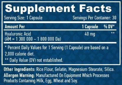 Гіалуронова кислота Haya Labs Hyaluronic Acid капсули по 40 мг №30