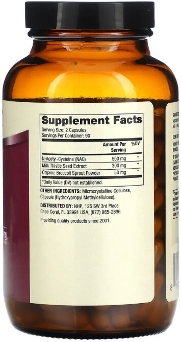 N-ацетилцистеїн з розторопшою Dr. Mercola NAC with Milk Thistle 500 мг, 180 капсул