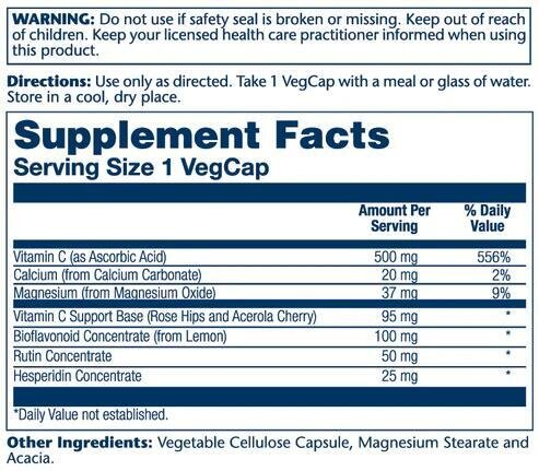 Вітамін С Solaray Buffered Vitamin C 500, 250 веганських капсул