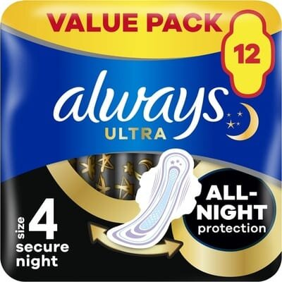 Прокладки гігієнічні Always Ultra Secure Night, 7 крапель, 4 розмір, 12 шт