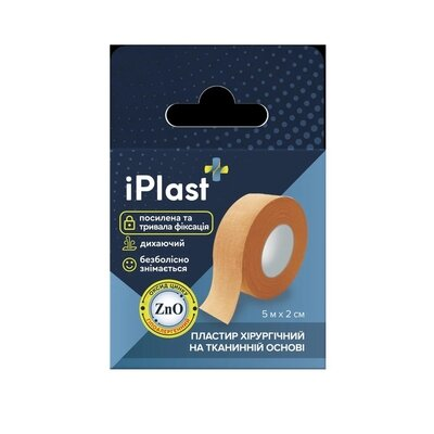 Пластир медичний iPlast хірургічний на тканинній основі, 2 см х 5 м, 1 штука