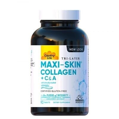 Вітамінно-мінеральний комплекс Country Life Maxi-Skin, Collagen + C & A, 90 таблеток