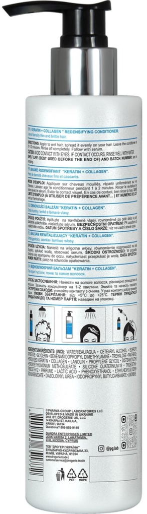 Бальзам для волосся Pharma Group Laboratories Keratin+Collagen відновлюючий, 250 мл