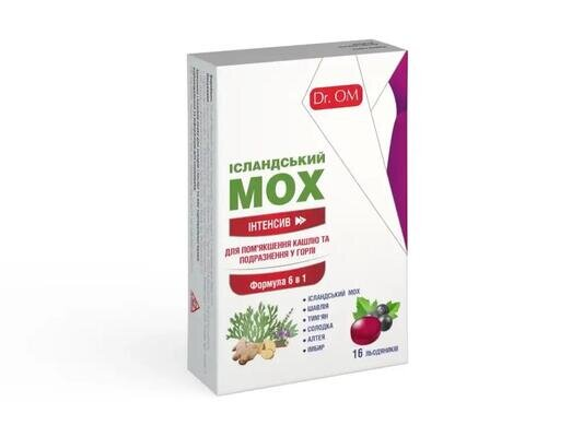 Льодяники Dr.OM Ісландський Мох Інтенсив зі смаком чорної смородини №16