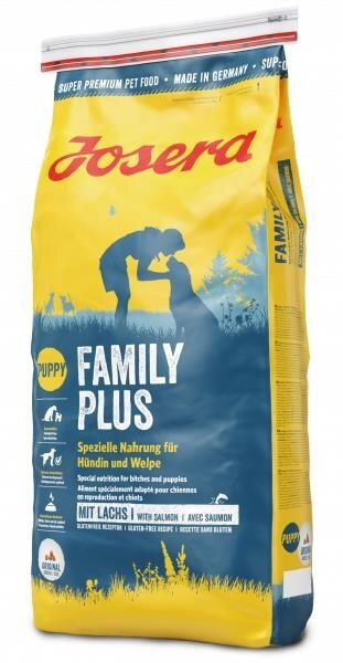 Корм сухий для годуючих собак і цуценят Josera Family Plus з лососем, 15 кг