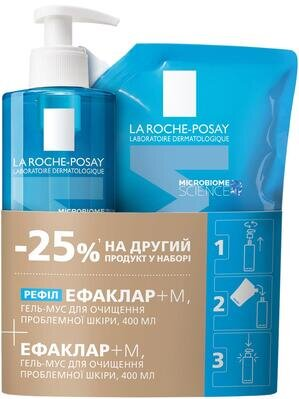 Набір La Roche-Posay Effaclar+ M (Гель-мус для очищення проблемної шкіри, 400 мл + рефіл 400 мл)