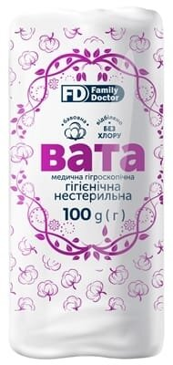 Вата нестерильна FD Family Doctor медична гігроскопічна, гігієнічна, "Зіг-Заг", 100 г