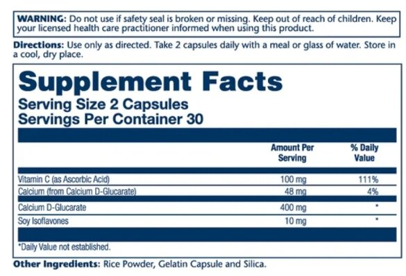 Кальцію D-глюкарат Solaray Calcium D-Glucarate 400 мг, 60 капсул