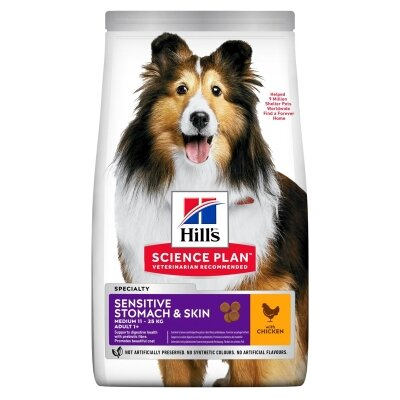 Корм сухий Hill's Science Plan Adult Sensitive Stomach & Skin Medium для собак середніх порід з чутливим травленням і шкірою, зі смаком курки, 2,5 кг