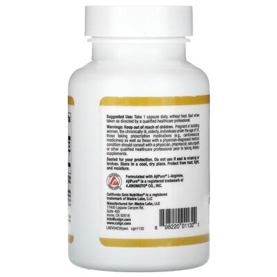 L-Лізин California Gold Nutrition L-Lysine 500 мг, 60 рослинних капсул