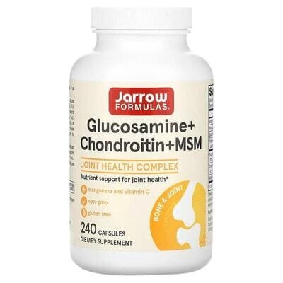 Глюкозамін, хондроїтин та МСМ Jarrow Formulas Glucosamine + Chondroitin + MSM з марганцем та вітаміном C, 240 капсул