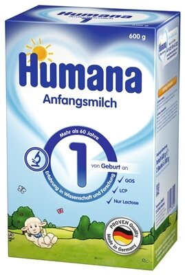 Суміш суха молочна Humana 1 з LC PUFA, пребіотиками і нуклеотидами для дітей з 0 до 6 місяців, 600 г