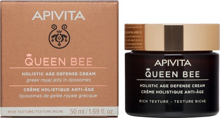 Крем для обличчя Apivita Queen Bee насиченої текстури для комплексного захисту від старіння, 50 мл