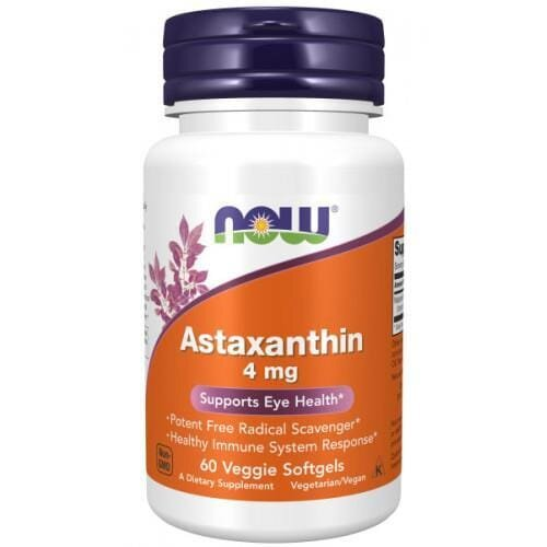 Астаксантин NOW Astaxanthin 4 мг м'які вег. капсули №60