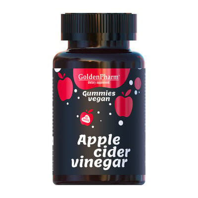 Яблучний оцет Apple Cider Vinegar Golden Farm веганський мармелад жувальний №60