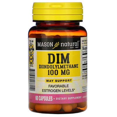 Диіндолілметан 100 мг Mason Natural DIM Diindolylmethane, 60 капсул