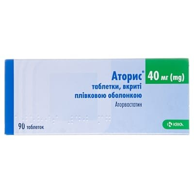 Аторис таблетки, в/плів. обол. по 40 мг №90 (10х9)