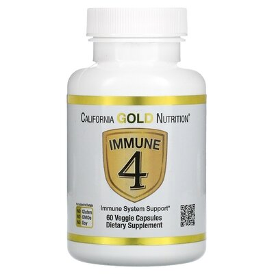 Вітаміни California Gold Nutrition Immune 4 Immune System Support для зміцнення імунітету, 60 рослинних капсул