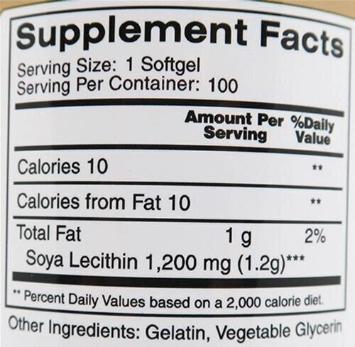 Соєвий лецитин Earth's Creation Soya Lecithin 1200 мг, 100 капсул