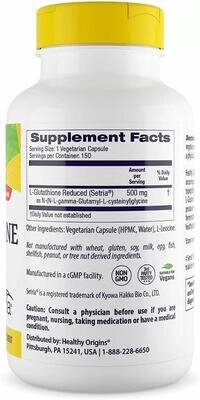 Глутатіон Healthy Origins Setria L-Glutathione Reduced 500 мг, 150 капcул