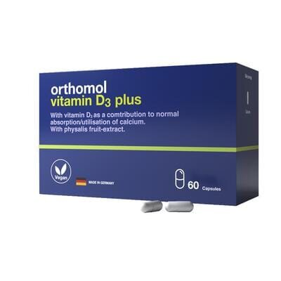 Ортомол Vitamin D3 Plus new для кісткового скелета та структури кісток капсули, курс 60 днів