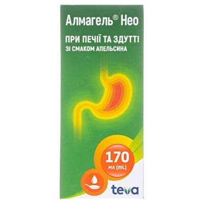 Алмагель нео суспензія д/перор. заст. по 170 мл у флак.