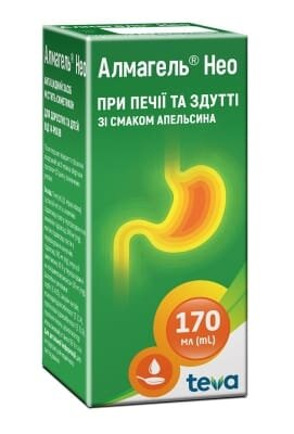 Алмагель нео суспензія д/перор. заст. по 170 мл у флак.