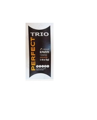 Краплі від бліх та кліщів Perfect Trio для котів 4-10 кг, 1 піпетка по 0,8 мл