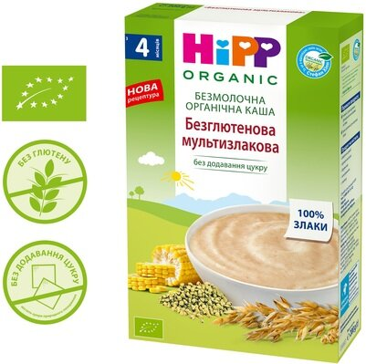 Каша безмолочна HiPP органічна безглютенова Мультизлакова, з 4 місяців, 200 г