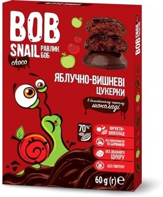 Цукерки Bob Snail Choсo Яблуко-вишня в бельгійському чорному шоколаді, 60 г
