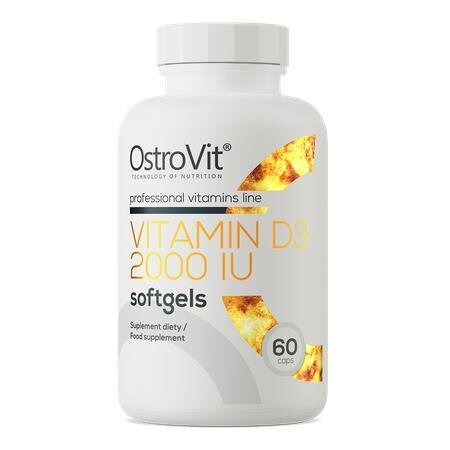Вітамін Д3 OstroVit Vitamin D3 2000 МО, 60 м'яких капсул