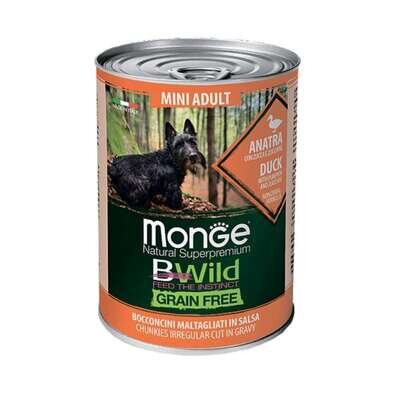 Корм вологий Monge BWild Grain Free Mini Adult для собак дрібних порід з качкою (шматочки в соусі), 400 г