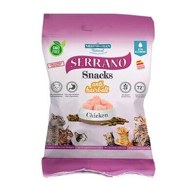 Ласощі для котів Mediterranean Natural Serrano Snacks з функцією виведення грудочок шерсті з куркою, 50 г
