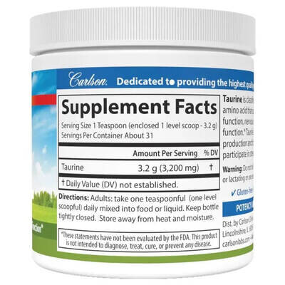 Таурин Carlson Labs TaurinePowder, 100 г