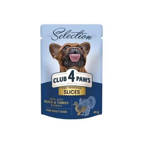 Корм вологий для дорослих собак малих порід Club 4 Paws Selection Преміум з качкою та індичкою в соусі, 85 г
