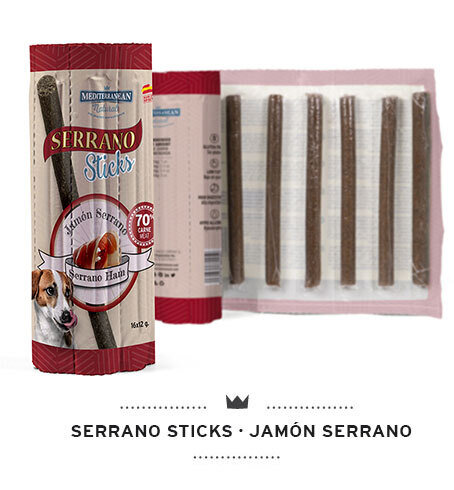 Ласощі для собак Mediterranean Natural Serrano sticks палички для собак з хамоном, 16 штук