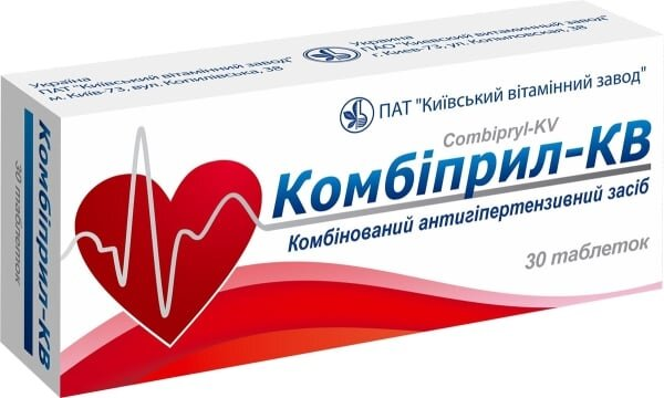 Комбіприл-КВ таблетки по 5 мг/10 мг №30 (10х3)