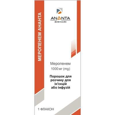 Меропенем Ананта порошок для р-ну д/ін. та інф. по 1000 мг №1 у флак.
