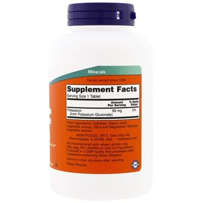 Калію глюконат NOW Potassium Gluconate 99 мг таблетки №250