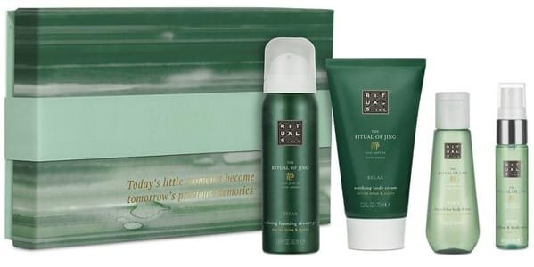 Подарунковий набір Rituals The Ritual Of Jing Gift Set S (Гель для душу 50 мл + Крем для тіла 70 мл + Суха олія для тіла 50 мл + Міст для тіла 20 мл)